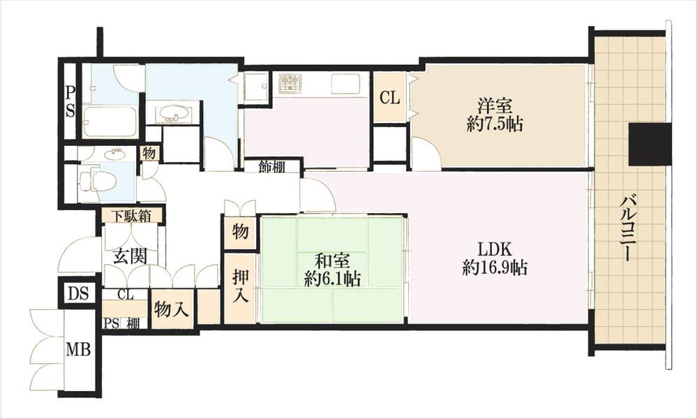 Floor plan. 2LDK, Price 29,800,000 yen, Occupied area 82.02 sq m , Balcony area 13.38 sq m