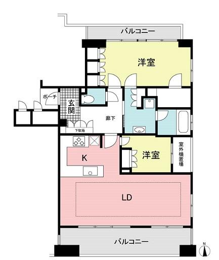 Floor plan. 2LDK, Price 49,800,000 yen, Occupied area 96.03 sq m , Balcony area 14.45 sq m   ※ If the present situation and drawings are different, It will honor the current state