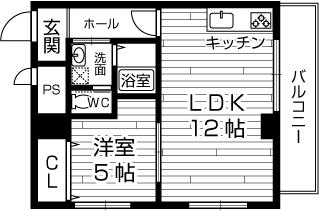 Floor plan. 1LDK, Price 13.8 million yen, Occupied area 44.53 sq m , Balcony area 8 sq m