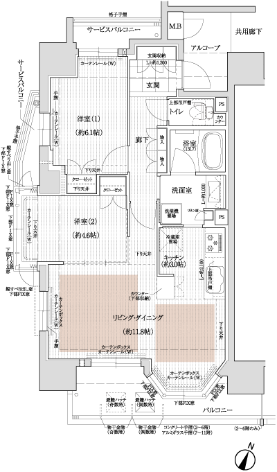 Floor: 2LDK, occupied area: 58 sq m, Price: 31.6 million yen
