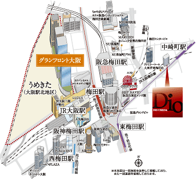 Umeda is life stages. Living environment with this much of the high level of convenience. Relocation and marriage, Future, such as living with parents, It may lend as no longer rent to live, It seems possible to appeal to the location (local guide map)