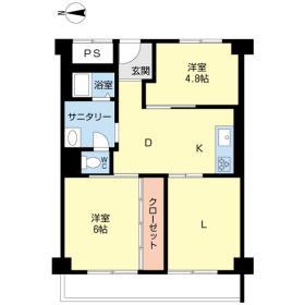 Floor plan. 2LDK, Price 19 million yen, Occupied area 56.55 sq m , Balcony area 7.15 sq m