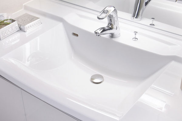 Bathing-wash room.  [Counter-integrated Square bowl] Richly artificial marble of the bowl stylish ceiling plate-integrated. The seam is not is easy to clean (same specifications)
