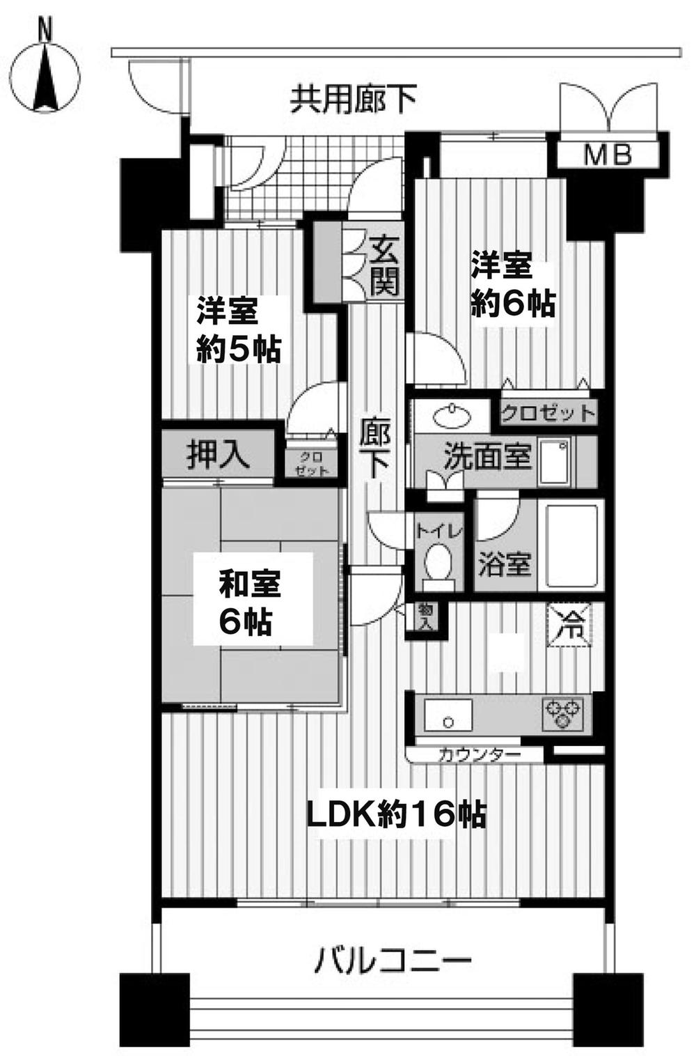 Floor plan. 3LDK, Price 27 million yen, Occupied area 72.69 sq m , Balcony area 12.73 sq m