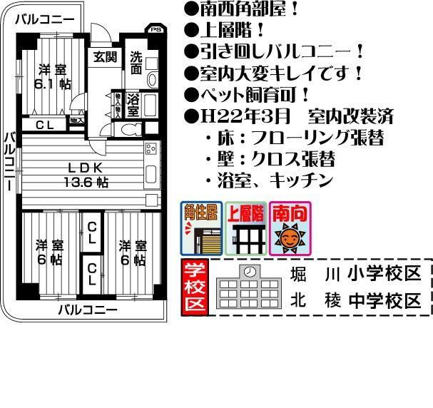 Floor plan. 3LDK, Price 19.5 million yen, Occupied area 72.42 sq m , Balcony area 19.55 sq m