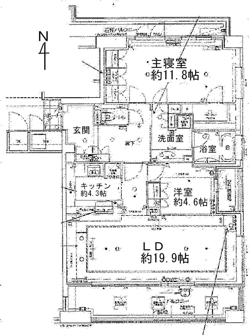 Floor plan. 2LDK, Price 55 million yen, Occupied area 96.03 sq m , Balcony area 14.45 sq m