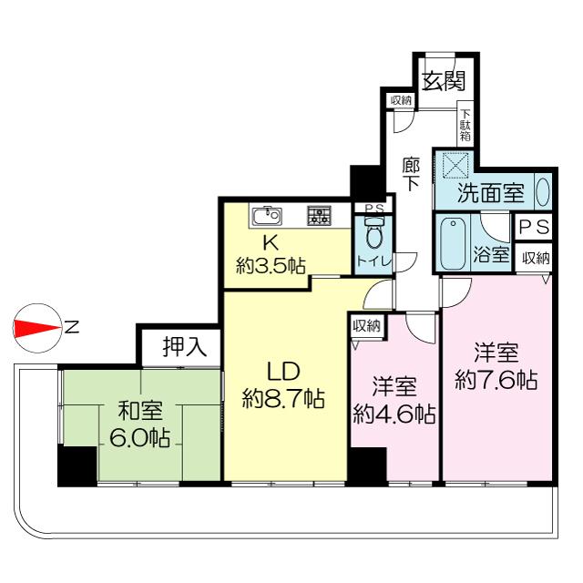 Floor plan. 3LDK, Price 27 million yen, Occupied area 68.64 sq m , Balcony area 17.88 sq m
