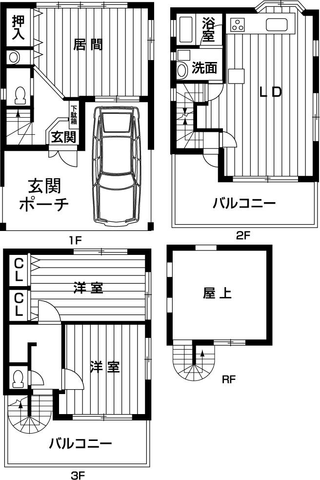 Floor plan. 32,800,000 yen, 3LDK, Land area 54.05 sq m , Building area 97.11 sq m