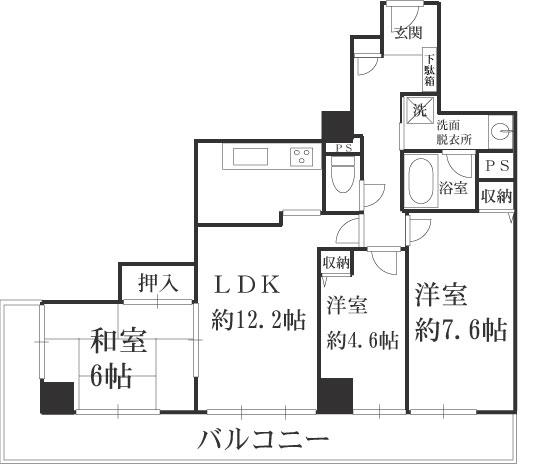 Floor plan. 3LDK, Price 27 million yen, Occupied area 68.64 sq m , Balcony area 17.88 sq m floor plan