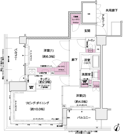 Floor: 2LDK, occupied area: 57.91 sq m, Price: 35,841,000 yen