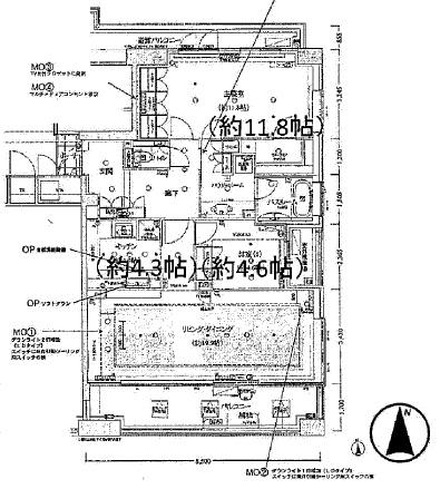 Floor plan. 2LDK, Price 49,800,000 yen, Occupied area 96.03 sq m , Balcony area 14.45 sq m