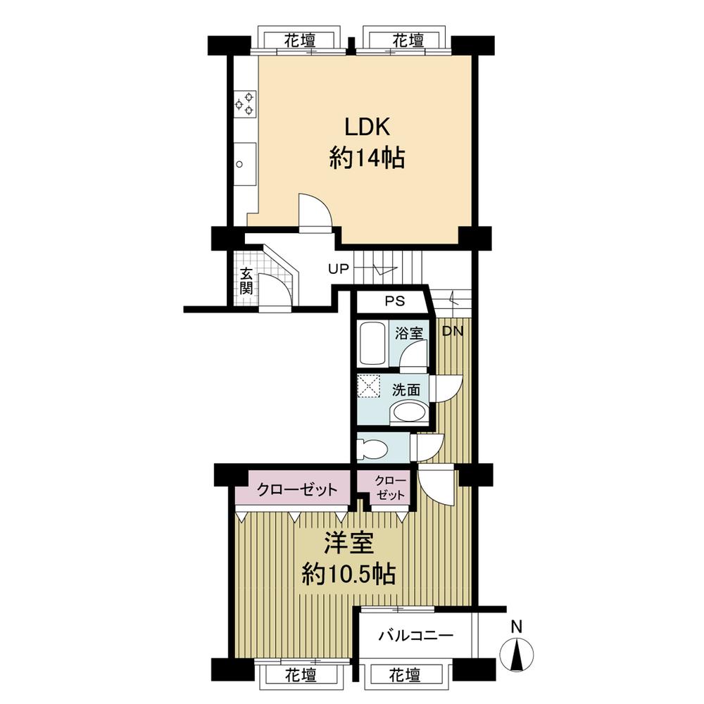 Floor plan. 1LDK, Price 11.8 million yen, Occupied area 66.69 sq m , Balcony area 3.16 sq m