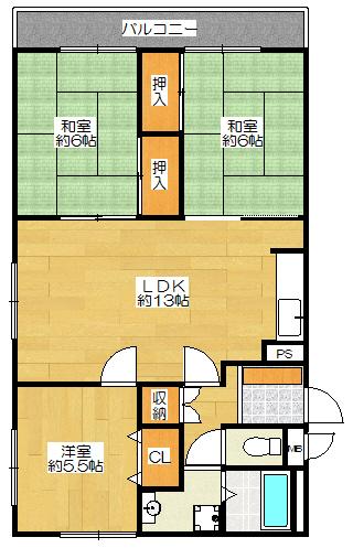Floor plan. 3LDK, Price 14.8 million yen, Occupied area 70.77 sq m , Balcony area 7.56 sq m