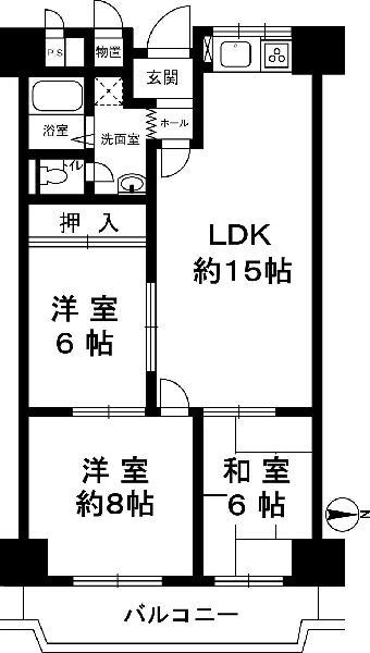Floor plan. 3LDK, Price 18,800,000 yen, Occupied area 73.08 sq m , Balcony area 9.09 sq m