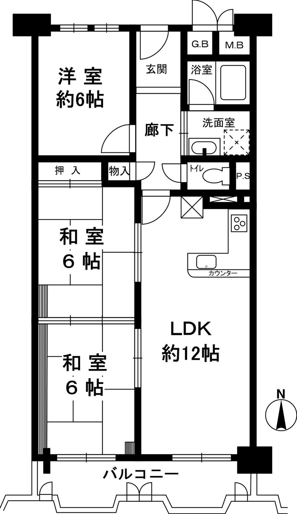 Floor plan. 3LDK, Price 24,800,000 yen, Occupied area 66.21 sq m , Balcony area 7.86 sq m