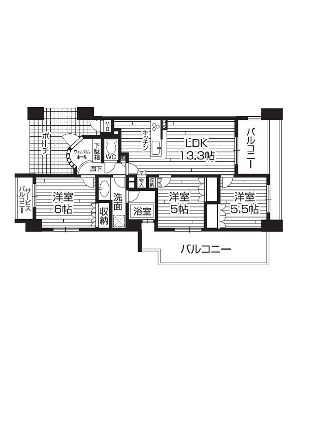 Floor plan. 3LDK, Price 27,800,000 yen, Occupied area 67.18 sq m , Balcony area 20.31 sq m