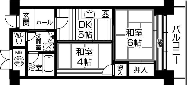 Floor plan. 2DK, Price 13.8 million yen, Occupied area 42.14 sq m , Also it can be used as office as a balcony area 6.39 sq m room