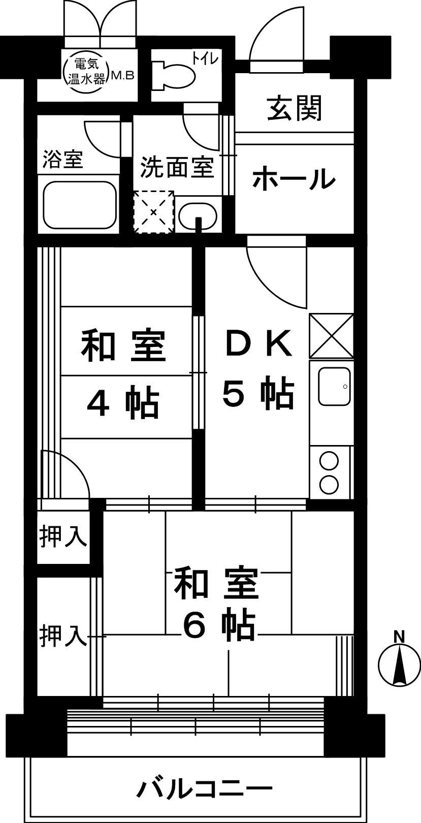 Floor plan. 2DK, Price 13.8 million yen, Occupied area 42.14 sq m , Balcony area 6.39 sq m