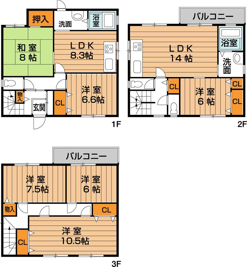Floor plan. 41,800,000 yen, 6LLDDKK, Land area 96.89 sq m , Building area 152.68 sq m