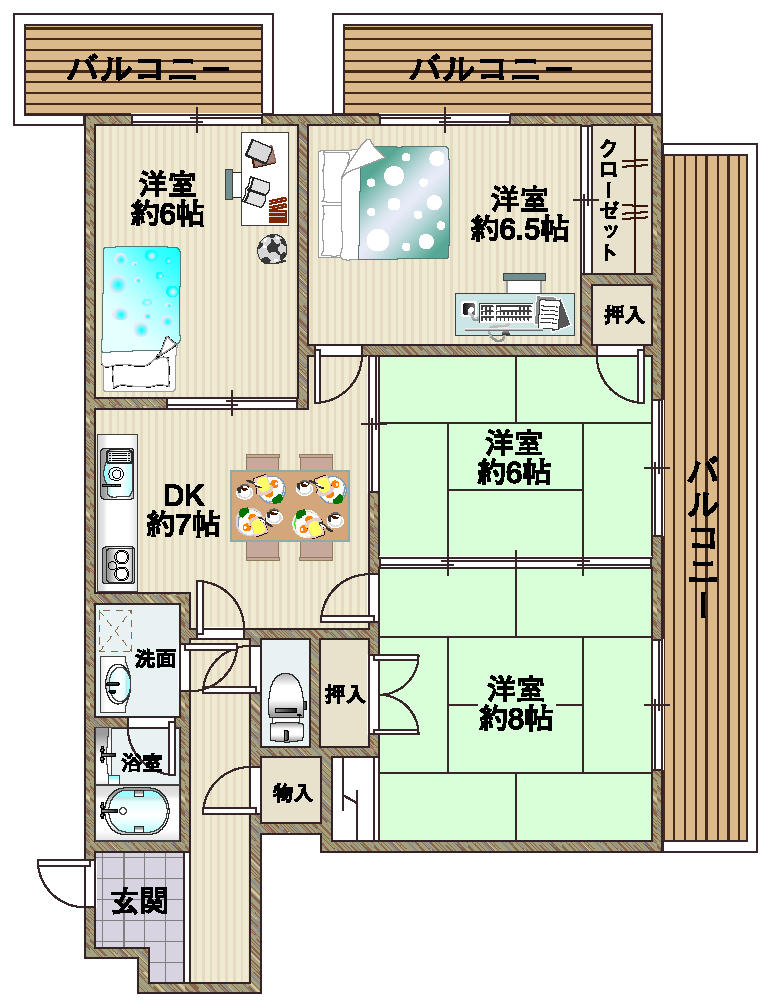 Floor plan. 4DK, Price 15.8 million yen, Occupied area 72.21 sq m , Balcony area 18.87 sq m