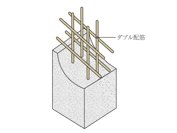 Building structure.  [Double reinforcement] The structure wall, Adopt a double reinforcement to partner the rebar to double. To achieve high strength and durability than a single Haisuji (conceptual diagram)