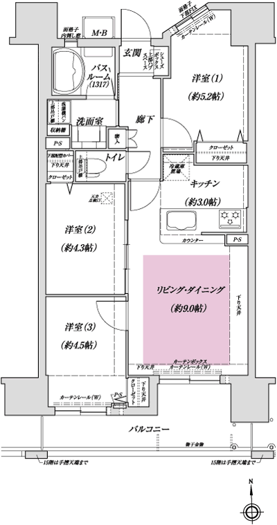 Floor: 3LDK, occupied area: 57.08 sq m, Price: 30,783,000 yen ・ 31,292,000 yen