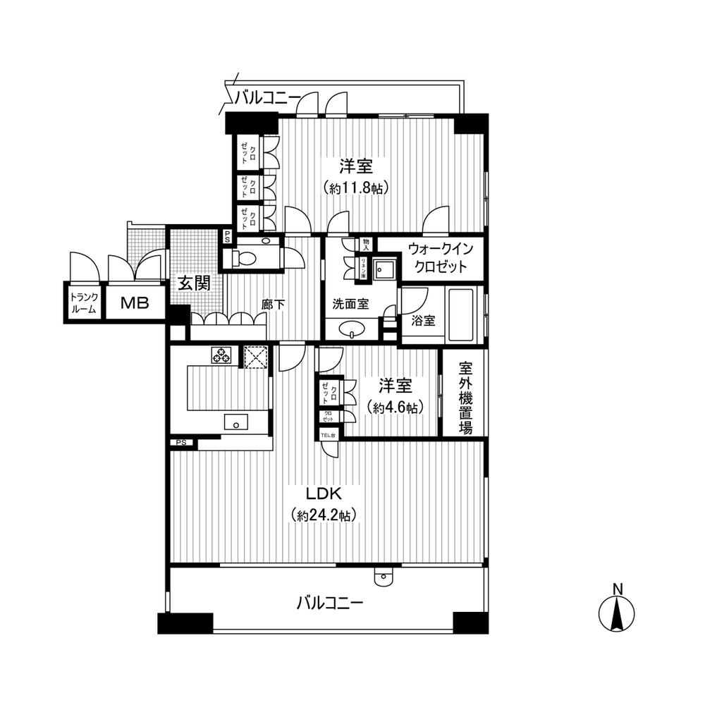 Floor plan. 4LDK, Price 49,800,000 yen, Occupied area 96.03 sq m , Balcony area 14.45 sq m