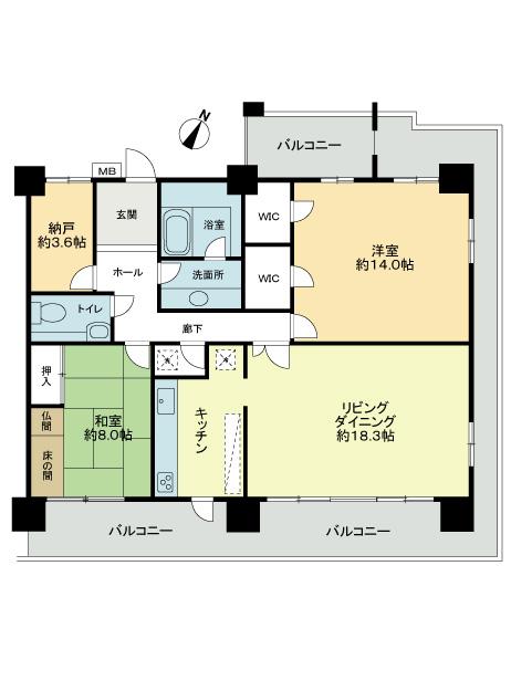 Floor plan. 2LDK + S (storeroom), Price 49,800,000 yen, Footprint 119.68 sq m , Balcony area 39.81 sq m