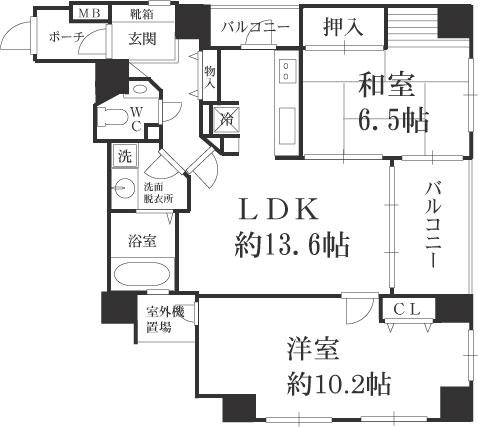 Floor plan. 2LDK, Price 30,800,000 yen, Footprint 72 sq m , Balcony area 8.21 sq m floor plan