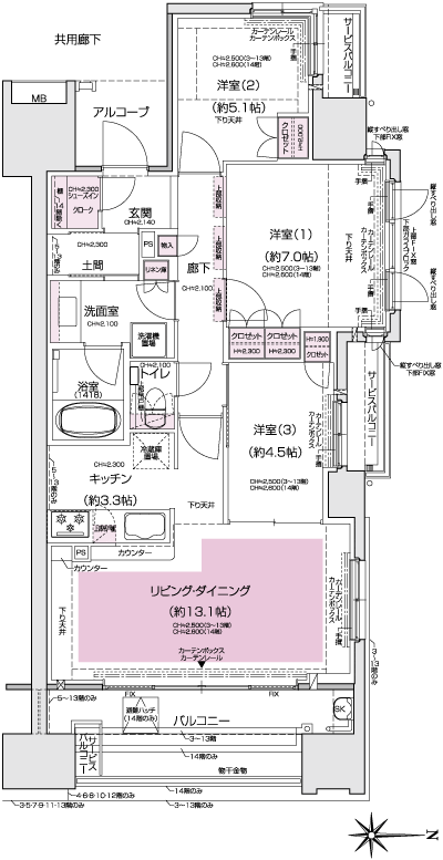 Floor: 3LDK + Doma + SIC, the area occupied: 75.5 sq m, Price: 42,800,000 yen ・ 43,800,000 yen