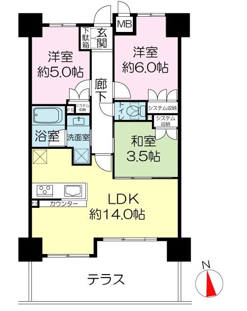 Floor plan. 3LDK, Price 24 million yen, Occupied area 60.12 sq m