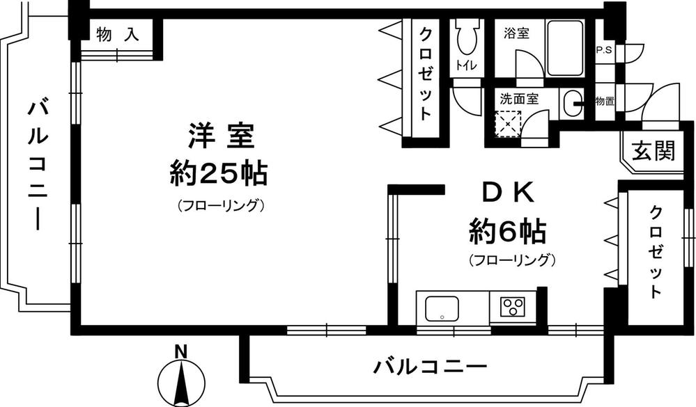 Floor plan. 1DK, Price 21,800,000 yen, Footprint 84.6 sq m , Balcony area 20.17 sq m