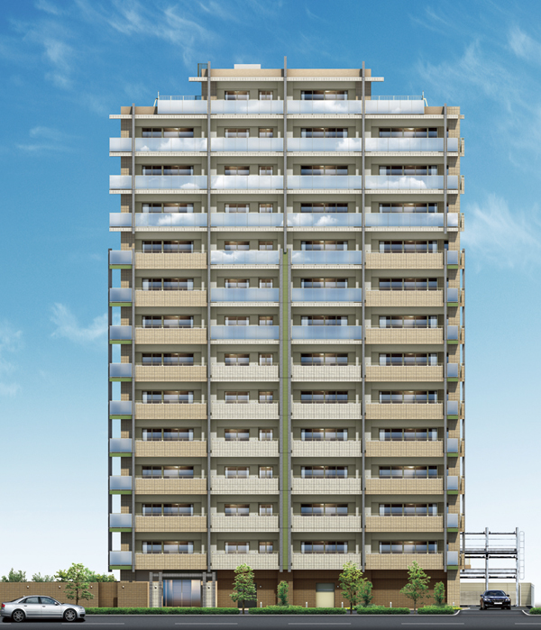 Buildings and facilities. Total 50 House to bring a peaceful time in the heart of Tokyo life. Ya residential building placement to increase the corner dwelling unit rate, Such as installing a roof balcony on the top floor dwelling unit, Ingenuity has been decorated (Exterior view)