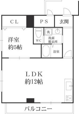 Floor plan. 1LDK, Price 13.8 million yen, Occupied area 44.53 sq m floor plan