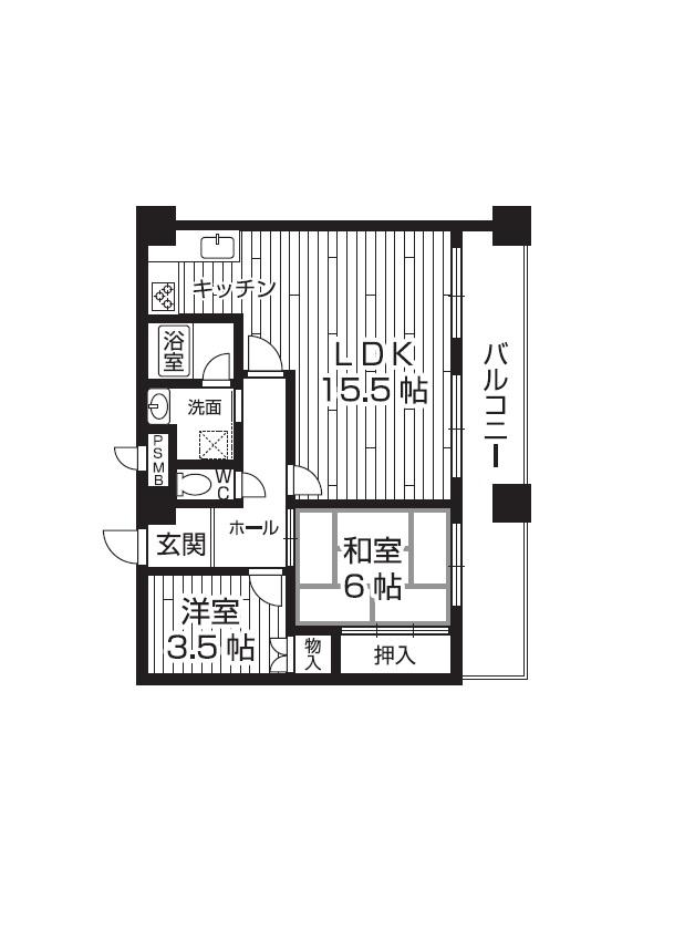 Floor plan. 2LDK, Price 13.8 million yen, Occupied area 57.85 sq m , Balcony area 8.9 sq m