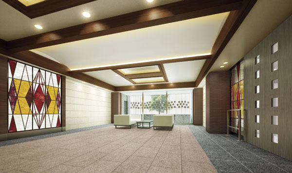 Buildings and facilities. Featuring the shape of the flavor and tradition of brick, Is the entrance hall of relaxation (Entrance Hall Rendering)