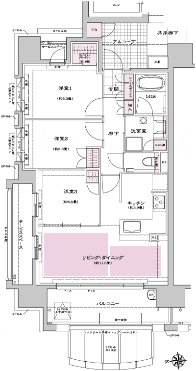 Floor: 3LDK, occupied area: 68.62 sq m