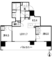 Floor: 2LDK, occupied area: 59.87 sq m