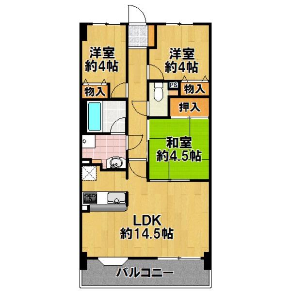 Floor plan. 3LDK, Price 15.9 million yen, Occupied area 60.72 sq m , Balcony area 10.44 sq m indoor refurbished