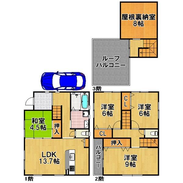 Floor plan. 25,800,000 yen, 4LDK, Land area 81.96 sq m , Good experience in building area 102.06 sq m LDK1 floor