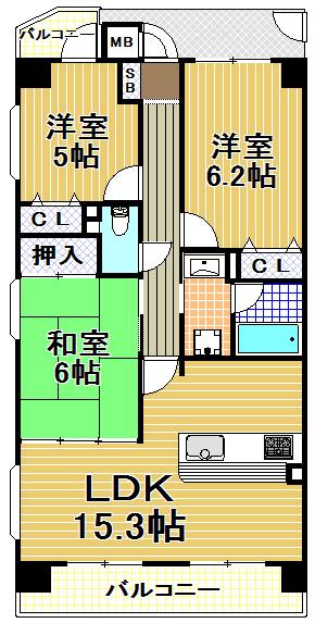 Floor plan. 3LDK, Price 21 million yen, Occupied area 70.55 sq m , Balcony area 12.9 sq m