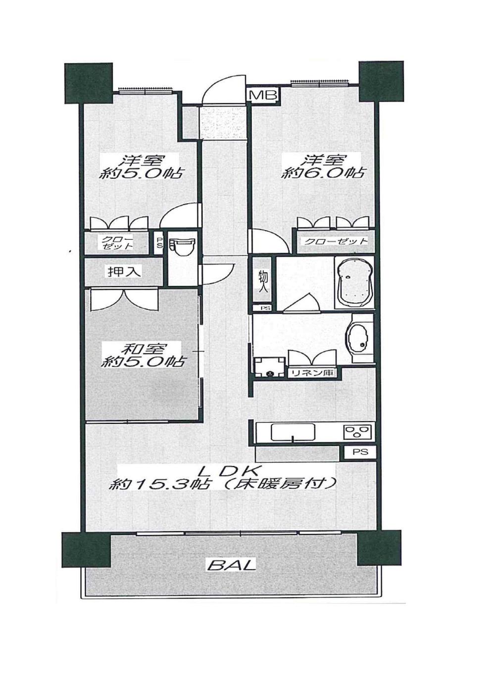 Floor plan. 3LDK, Price 20.8 million yen, Occupied area 70.07 sq m , Balcony area 11.21 sq m