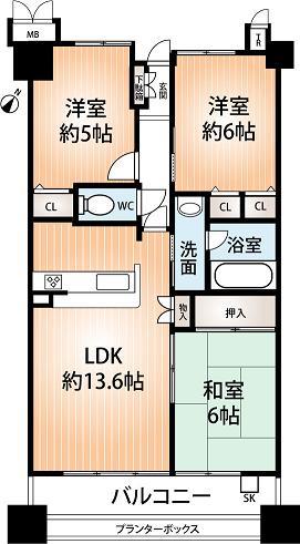 Floor plan. 3LDK, Price 15.8 million yen, Occupied area 66.16 sq m , Balcony area 11.78 sq m