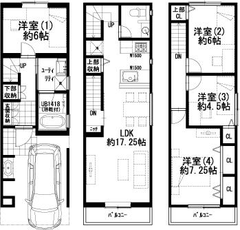 Floor plan. 26,800,000 yen, 4LDK, Land area 47.18 sq m , One example building area 92.2 sq m plan