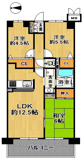 Floor plan. 3LDK, Price 15.8 million yen, Occupied area 58.64 sq m , Overrides the current state per balcony area 10.44 sq m outline
