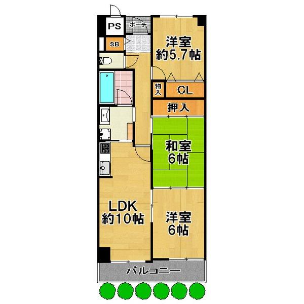 Floor plan. 3LDK, Price 10.8 million yen, Occupied area 67.51 sq m , Balcony area 8.01 sq m 2014 February interior completely renovated plan