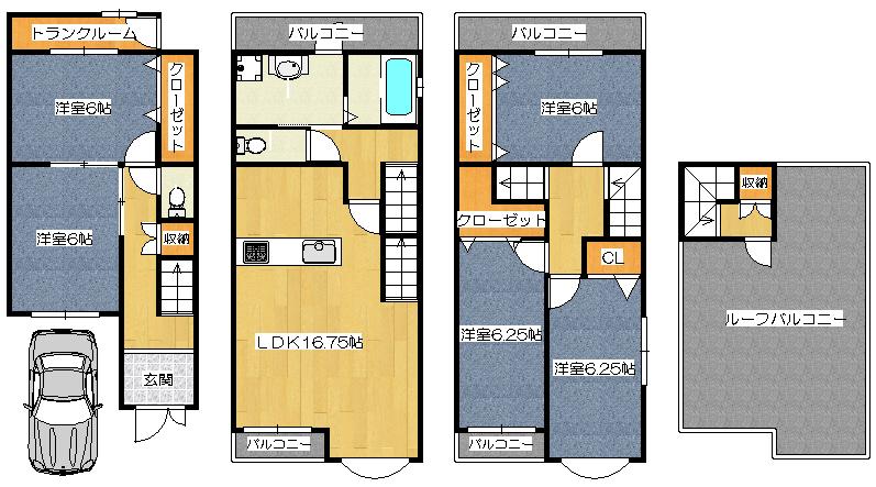 Floor plan. 21,800,000 yen, 5LDK, Land area 66.22 sq m , Building area 118.35 sq m