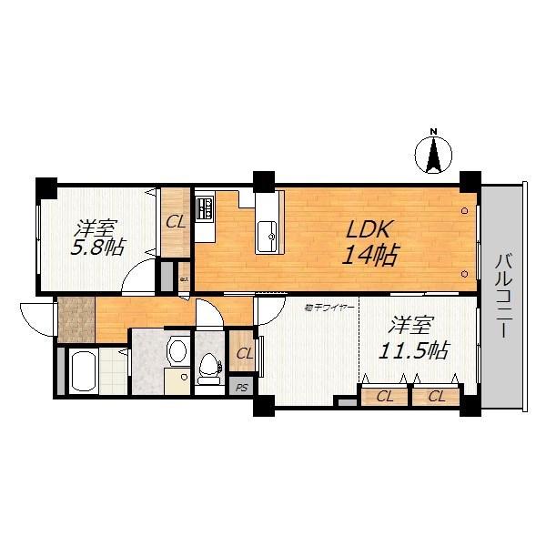 Floor plan. 2LDK, Price 12.5 million yen, Occupied area 73.15 sq m , Balcony area 6.32 sq m renovation of the room.