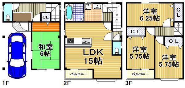 Floor plan. 25,300,000 yen, 4LDK, Land area 50.21 sq m , Building area 94.77 sq m