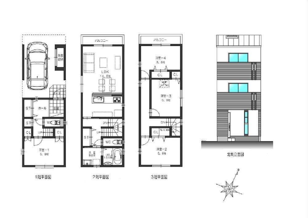 Floor plan. 26,800,000 yen, 4LDK, Land area 56.18 sq m , Building area 116.26 sq m